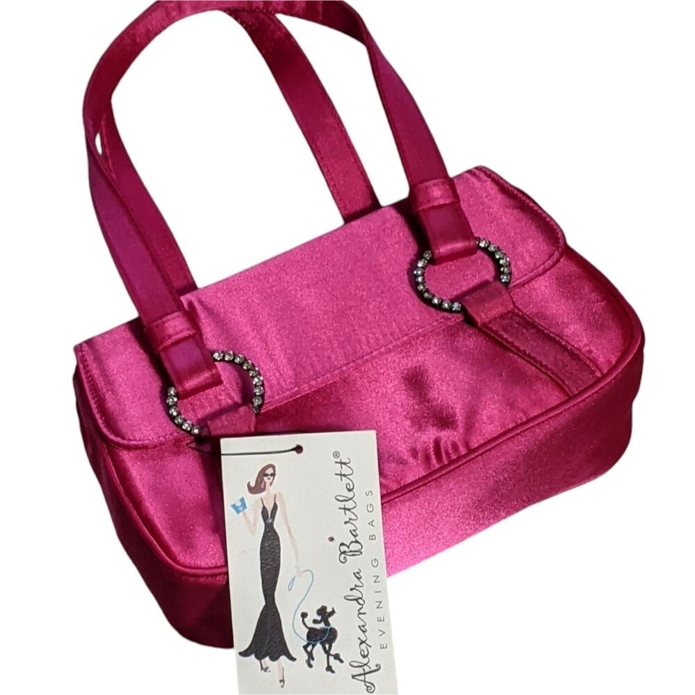 NWT Alexandra Bartlett pink satin Barbie coquette feminine handbag prom girlie
